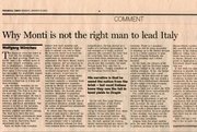 Il Financial Times: Monti leader non adatto. Ma poi si corregge