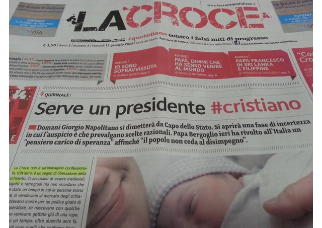 Oggi in edicola La Croce. Primo quotidiano italiano pro-life
